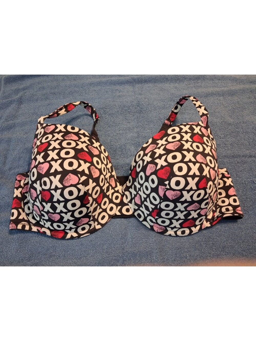 Lane Bryant Cacique pink XO Hearts print lightly lined tshirt bra size 44DDD